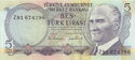 5 Turkish Lira