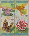 Tenant of 4 Stamps with Flowers and Butterflies