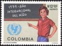 Child at Blackboard and UNICEF Emblem