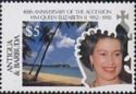 Queen Elizabeth II and Beach with Palm Trees