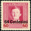 Emperor Karl I (1887-1922) overprinted in Centesimi