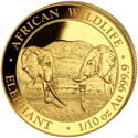 100 Shillings (African Wildlife - Elephant 1/10 Oz. Gold)