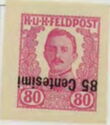 Emperor Karl I (1887-1922) overprinted in Centesimi