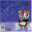 Happy New Year! Penguin with gifts skating
