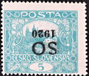 Hradcany at Prague - Upside-down overprint S O 1920