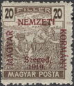 Red overprint: 'Magyar Nemzeti Kormány, Szeged, 1919.'