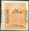 Green overprint: 'Magyar Nemzeti Kormány, Szeged, 1919.'