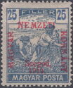 Red overprint: 'Magyar Nemzeti Kormány, Szeged, 1919.'