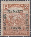 Green overprint: 'Magyar Nemzeti Kormány, Szeged, 1919.'