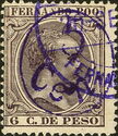 Alfonso XIII, overprinted in violet