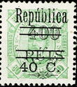D. Carlos I, with surcharge and overprint «República»