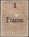 Coat of arms surcharged 1Fr on 20c (inscr. "Franco")