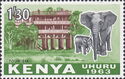 African Elephant (Loxodonta africana) in front of a Hotel