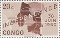 Map of independent Republic of Congo and Date '30 Juin 1960'