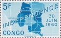 Map of independent Republic of Congo and Date '30 Juin 1960'