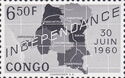 Map of independent Republic of Congo and Date '30 Juin 1960'