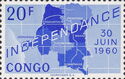 Map of independent Republic of Congo and Date '30 Juin 1960'
