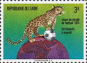 Leopard (Panthera pardus) with Ball on Globe