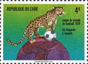 Leopard (Panthera pardus) with Ball on Globe