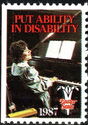 Put ability in disability. Easter seals. Pianist