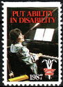 Put ability in disability. Easter seals. Pianist