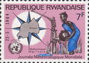 Map of Rwanda and Woman at Water Pump