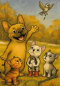 Bulldogs, Cat and Bird