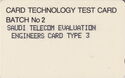 CARD TECHNOLOGY TEST CARD BATCH No 2 - Type 3