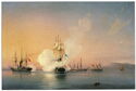 Alexey Bogolyubov (1824-1896). Battle of the 44-gun frigate "Flora" with three T