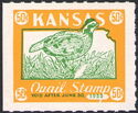 Bobwhite quail (Colinus virginianus) and map of Kansas