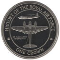 1 Crown (90th Anni. Royal Air force. De Havilland Mosquito)