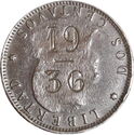 Moneda de 2 centavos con Marca 19 36