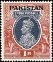 King George VI wearing Imperial Crown of India - overprinted