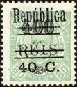 King Carlos I, with surcharge «REPUBLICA» and new surtax