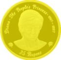 25 Rupees (Diana - The People's Princess - small bust)