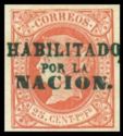 Queen Isabella II (handstamped: Habilitado por la NACION)