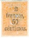 Coat of arms from 1881 surcharged 2,50Fr on 50c
