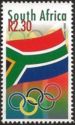 Olympic rings and South African flag
