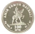 100 Som (Amir-Temur monument)