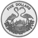 5 Dollars (Facing pair of flamingos)