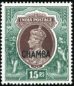 King George VI wearing Imperial Crown of India - overprinted