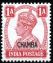 King George VI wearing Imperial Crown of India - overprinted