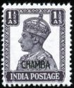 King George VI wearing Imperial Crown of India - overprinted