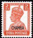 King George VI wearing Imperial Crown of India - overprinted