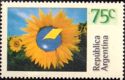 Sunflower and logo of Argentine post