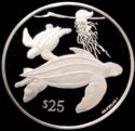 25 Dollars (Endangered Wildlife. Sea turtles and Portuguese Man-o-War jelly fish)
