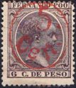 Alfonso XIII, overprinted in red