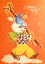 Happy New Year! Rabbit with skis