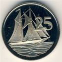 25 Cents (Two Masted Cayman Schooner)