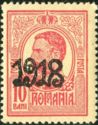 King Carol I - with black '1918' overprint